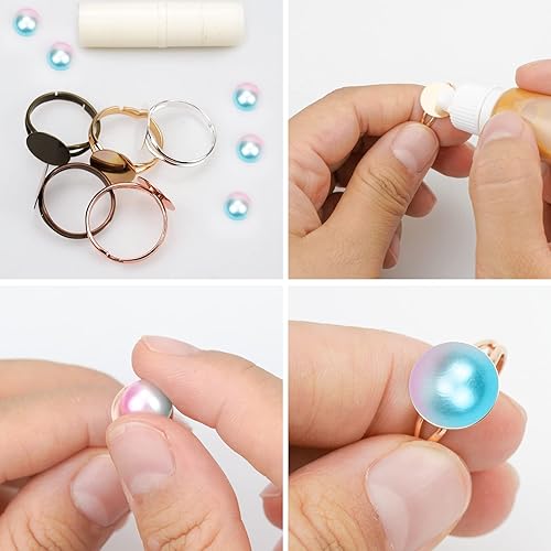 Miniatura 5 de SUMERSHA 50 piezas de anillos en blanco ajustables planos de 0.472 in de base de joyería en blanco componentes para hacer manualidades de bricolaje,