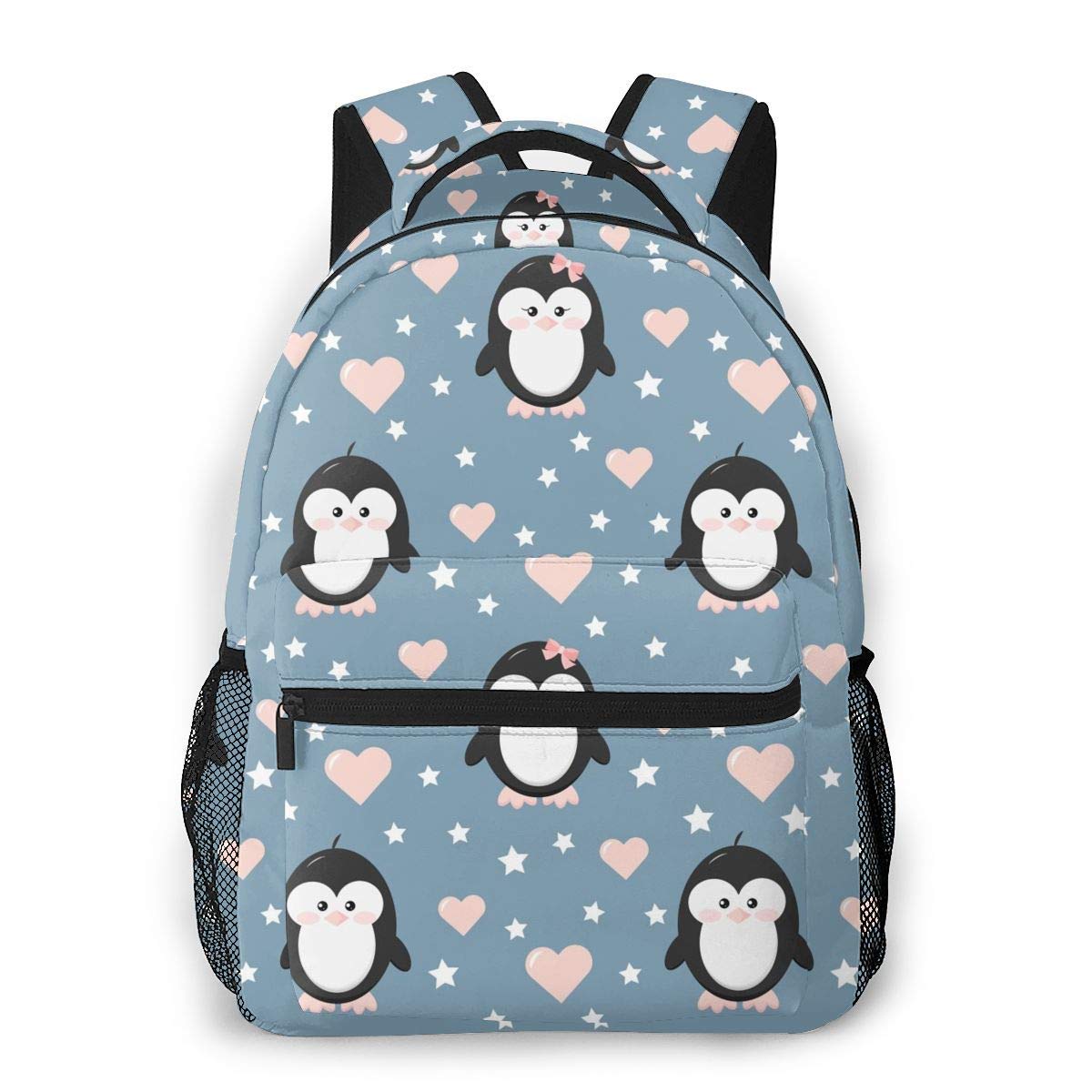 LEEKOTECH Kids Cute Penguin Hearts Backpacks Girls Bookbag 16 Inch Laptop  Bag Shoulder Bag Casual Daypack For 1-5th Grade