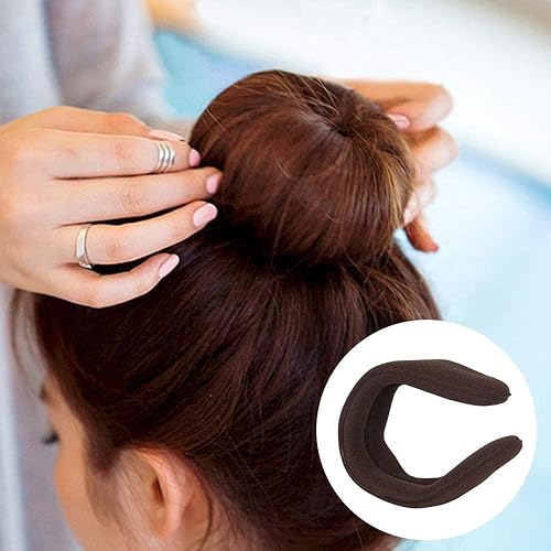 Miniatura 4 de Máquina para hacer moños de pelo mágico negro, 4 piezas (2 grandes, 2 pequeños), accesorios moldeadores de moños de espuma, fuerte, flexible,