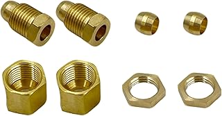MENSI Pilot Burner Tubing Replacement Compression Ferrule Parts 7/16-24UNS Female and Male Fittings Converson Kits for Fireplace, Water Heater Pilot Burner Tube and Valve Connection 2 Packs/ 8Pieces