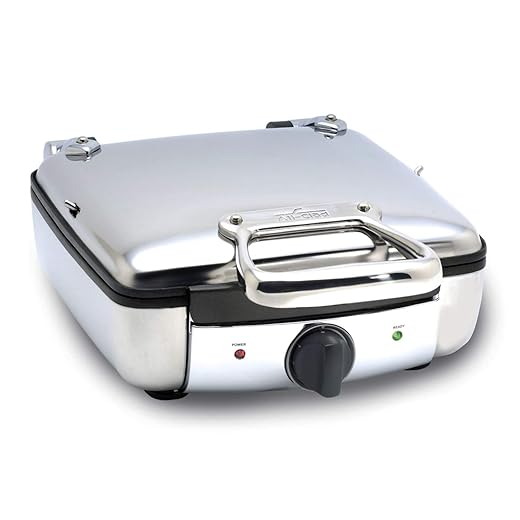 All-Clad 2100046968 99010GT Stainless Steel Belgian Waffle Maker with 7 Browning Settings, 4-Square, Silver