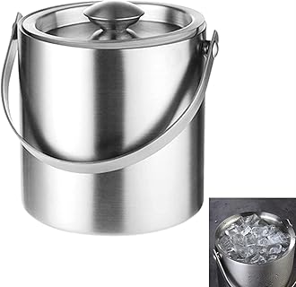 Ice Cube Tray 2 L / 3 L Ice Bucket with Lid Ice Bucket Stainless Steel Ice Cube Tray Double Walled Insulated Ice Container Portable Multifunctional Party Cooler Ice Barrel Barbecue Party