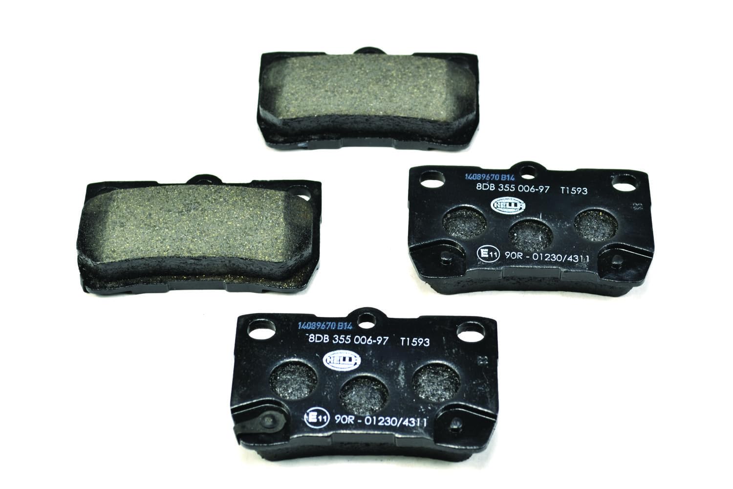 HELLA 8DB 355 006-971 Brake pad set - with acoustic wear warning - T1593 - for e.g. LEXUS / TOYOTA