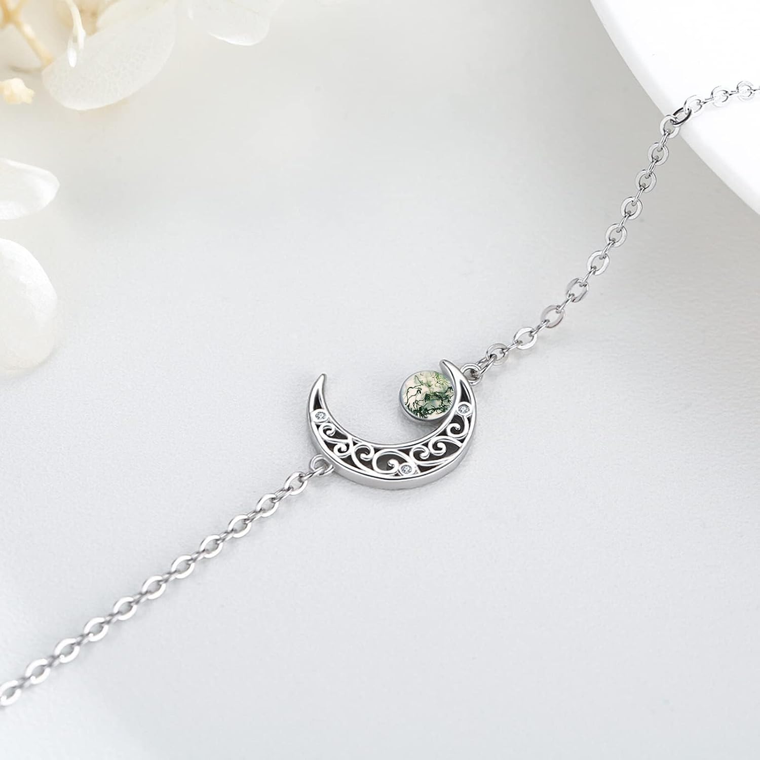 Moon Bracelet for Women 925 Sterling Silver Moonstone/Birthstone Moon Bracelet Butterfly/Dragonfly Bracelet Celtic Moon Butterfly Dragonfly Jewelry Gifts for Women