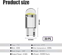 Vista 2 de Paquete de 30 bombillas LED 194 para automóvil, 168 2825 W5W T10 6000K cuña COB LED bombillas de repuesto para placa de matrícula, luces