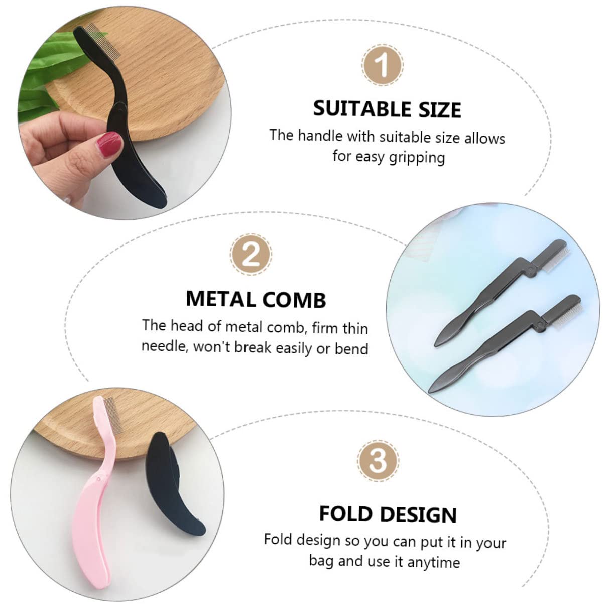 18 Piezas Peine Plegable Para Cejas Peine Elevador De Pestañas Peine De Pestañas Plegable Peine De Pestañas Curvas Frente Peine De Cejas Acero Inoxidable El Plastico Metal