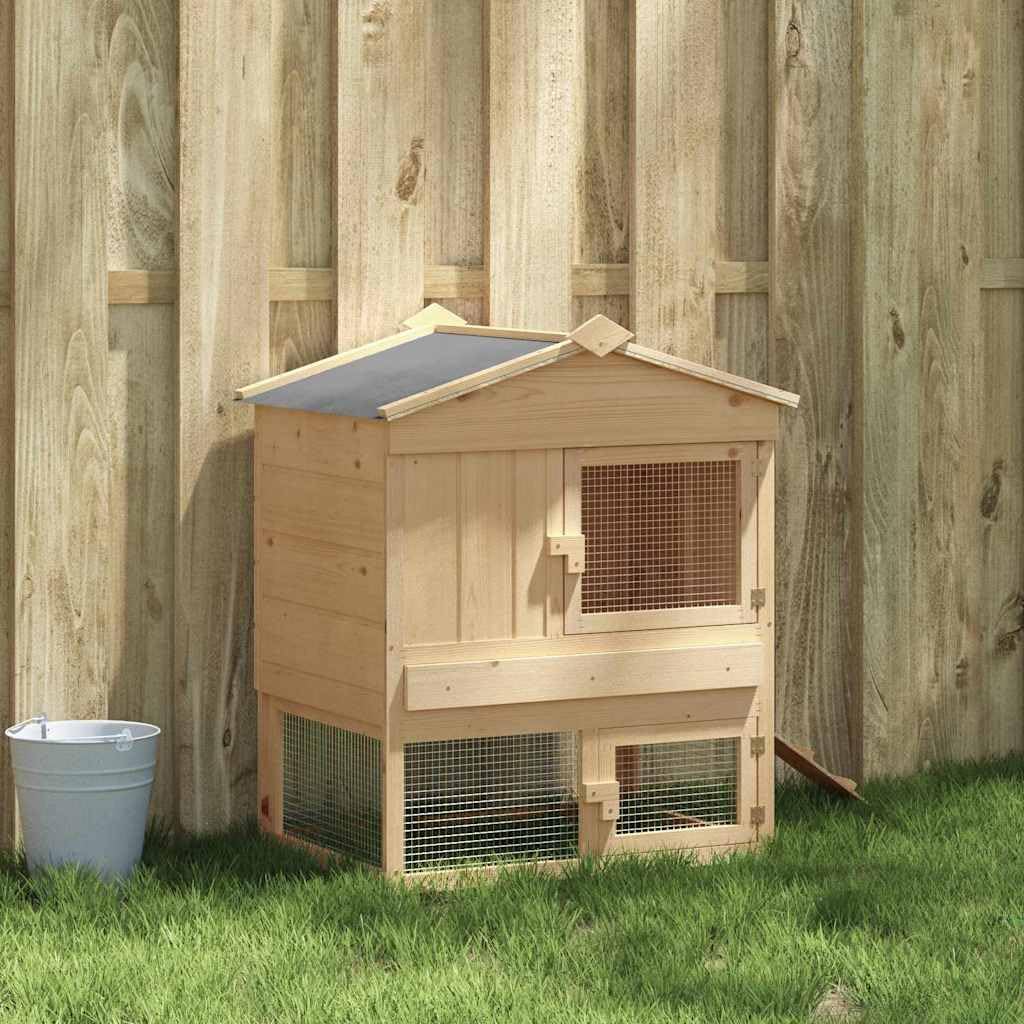 Gallinero Madera pino macizo Marrón 75 x 60 x 89 cm | Puerta con cerradura, techo a intemperies, fácil de limpiar, abrigo exterior duradero