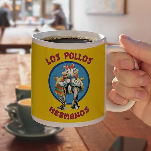 Miniatura 4 de Breaking Bad Los Pollos Hermanos - Taza de café de cerámica, tazas de regalo novedosas para café, té y bebidas calientes, 11 onzas, color blanco