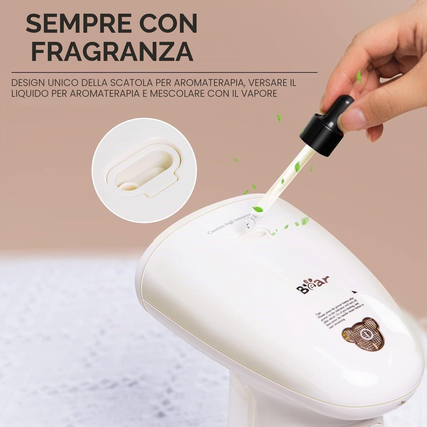 Bear 2024 - Piastra a vapore da 1300 W, 230 ml, ferro da stiro da viaggio, 15 secondi, riscaldamento rapido, spegnimento automatico, con spazzola a vapore bianca, stiratura orizzontale e verticale