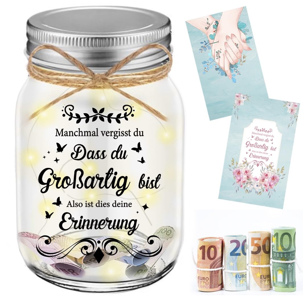 owlfun Geldgeschenke Geburtstag geburtstagsgeschenk Für Frauen,LED Flaschenlicht mit Spruch für Frauen,Inspirierende Geschenke Schwester Kollegin Ehefrau und Mutter