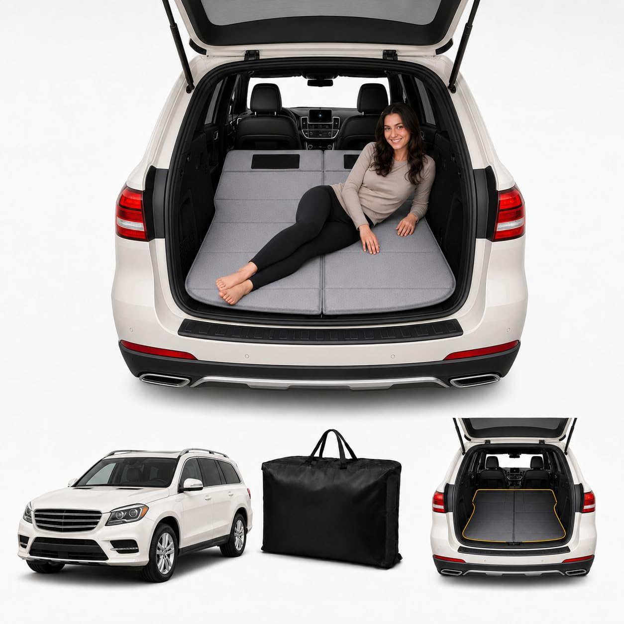 Car Mattress for GL/GLS 2013–2019, Upgraded Non-Inflatable Thickened Foam SUV Car Camping Mattress, Foldable Trunk Sleeping Pad Car Bed Mattress for Road Trips Camping Travel