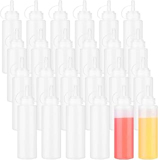 Xinnun 24-Pack 8oz Leak-Proof Plastic Squeeze Bottles with Twist Caps for Ketchup, Sauces, BBQ, Crafts & Oils
