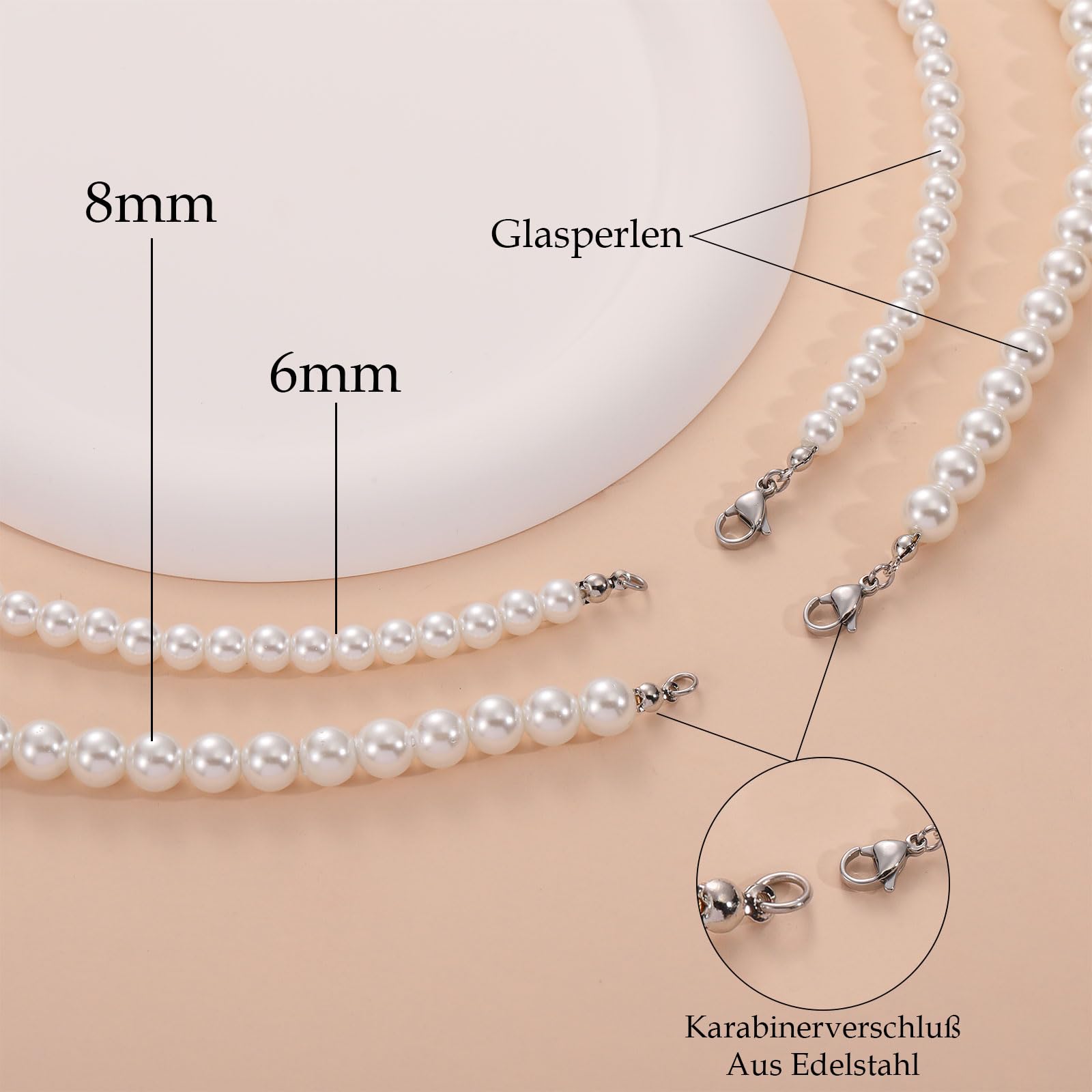 Collana Di Perle 6/8 mm Collana Girocollo Di Perle Per Uomini E Donne 40/45/50/55 cm Collana Lunga Di Perle Bianche Collana Di Perle Regali Gioielli Per Uomini
