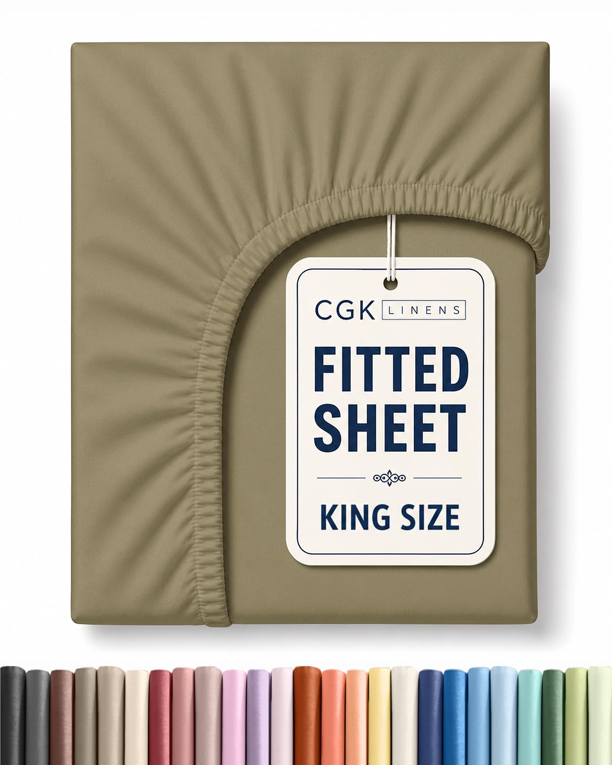 King Fitted Sheet - Single Fitted Sheet Only - 8-16" Deep Pockets - Khaki