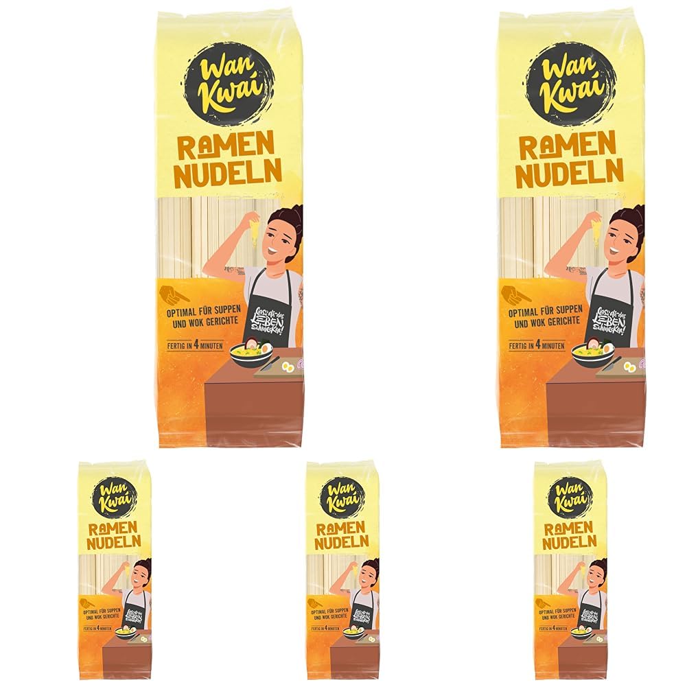 Wan Kwai Ramen Nudeln 300g – Authentischer Genuss für deine asiatische Küche. Vielseitig einsetzbar, schnell zubereitet, hochwertige Zutaten. Ideal für Suppen und Wok-Gerichte. (Packung mit 5)