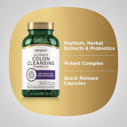 Miniatura 4 de Piping Rock Pastillas de limpieza de colon | 300 cápsulas | Suplemento de desintoxicación a base de hierbas | Super fórmula para hombres y mujeres |