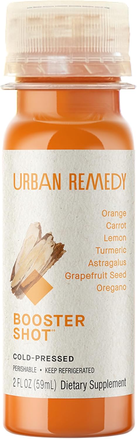 Urban Remedy Booster Shot – Immunity Support with Turmeric, Astragalus, Oil of Oregano, and Citrus Juices for Wellness Defense. Vegan, Gluten-Free, Non-GMO, 2 fl oz