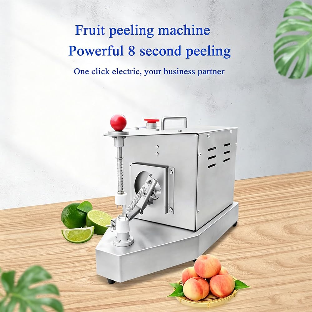 Acero Inoxidable, Orange Peeler Profesional - Pelador electrico Patatas, Naranjas, Tomates, Kiwis, Melocotones y demas Frutas o Verduras, Comercial con Altura Ajustable, 500 Unidades/Hora