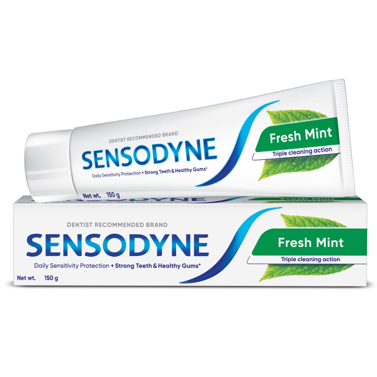 Sensodyne Toothpaste Fresh Mint | Daily Sensitivity Relief Tooth Paste Pack of 1 - 150gm | Dentist Recommended | Everyday Use Paste, Fresh Breath, Fights Tooth Decay, Maintain Healthy Gums