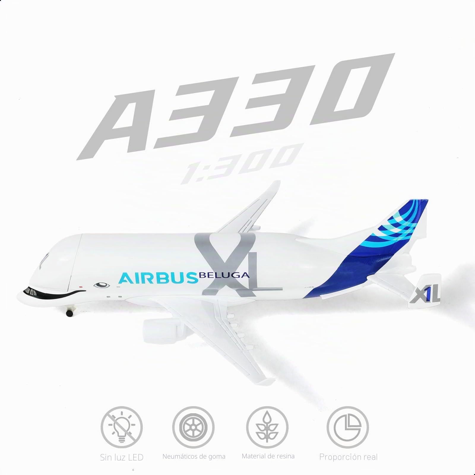 1/300 A330 Beluga XL1 Kit de modelado de aviones de metal fundido a presión con soporte (7,7") para A330-743L Super Transport Beluga, modelos de aviones coleccionables para Les