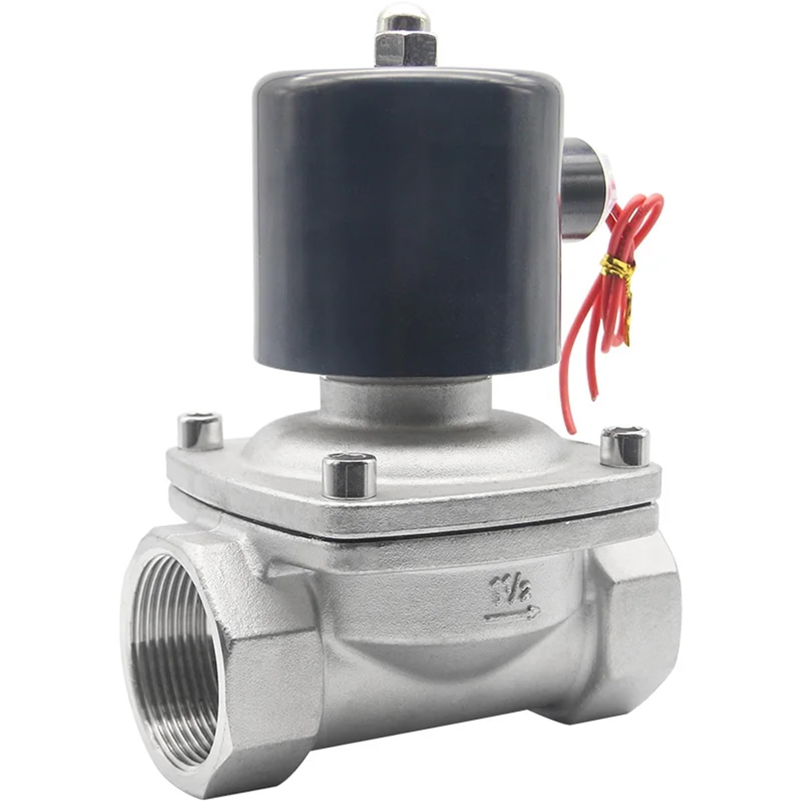 Válvula solenoide de 1-1/2 acero inoxidable de baja potencia normalmente abierta de 12VDC