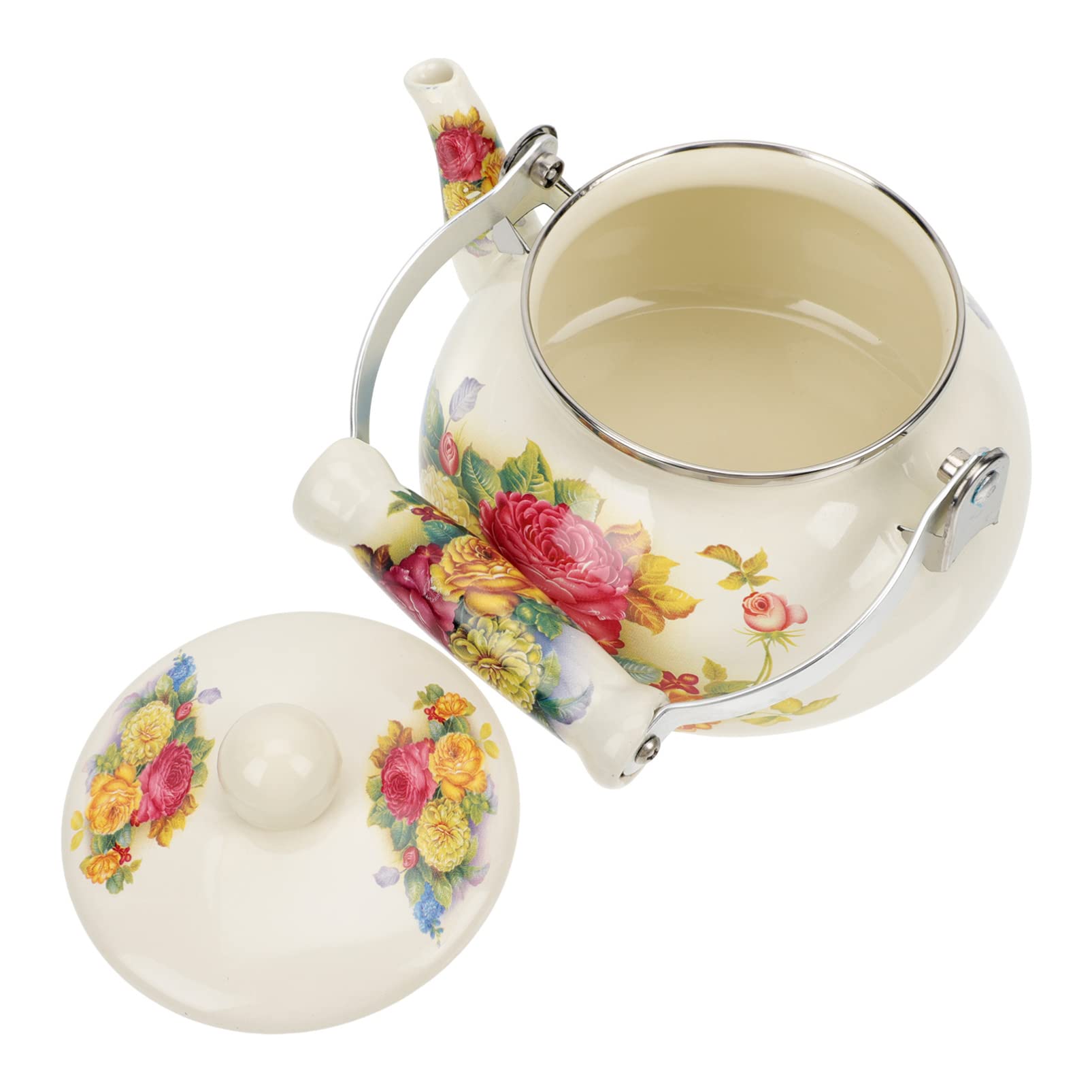 Bouilloire à Thé émaillée Cabilock - Style Vintage Rétro, 1,7 L, Bec Large, Compatible Induction (rouge)