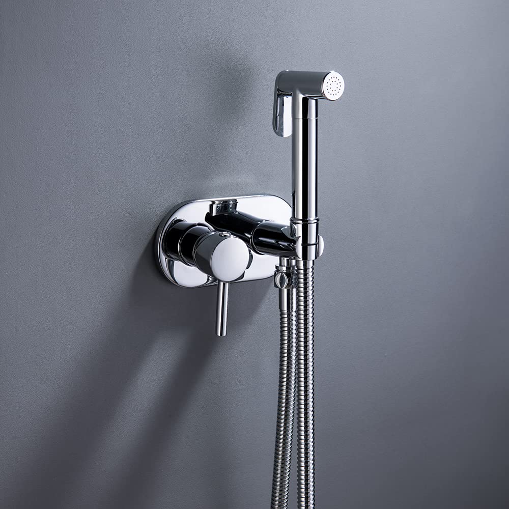 Grifo bidé de Mano para Inodoro, Kit rociador de Agua Caliente de Pared con Accesorio de Ducha portátil Oculto para pañales de Tela con Agua Caliente y fría.