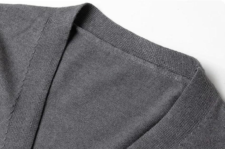 Solid Color Casual Simple V-Neck Vintage Single-Breasted Business Men's Sweater Cardigan3