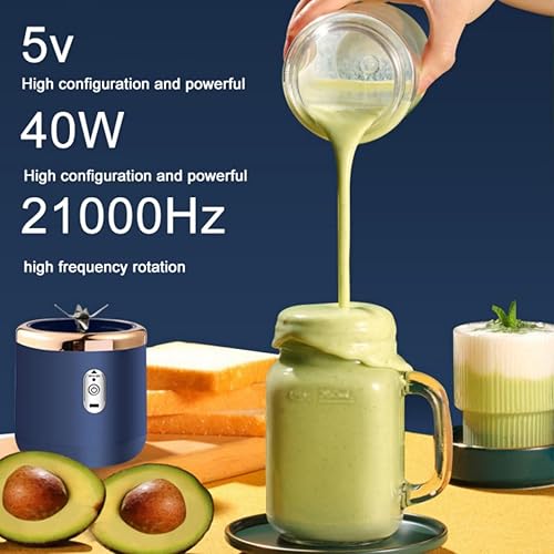 Miniatura 3 de Ochine Licuadora portátil, licuadora personal de 13.5 onzas para batidos y batidos, licuadora de viaje de 40 W, licuadora recargable por USB,