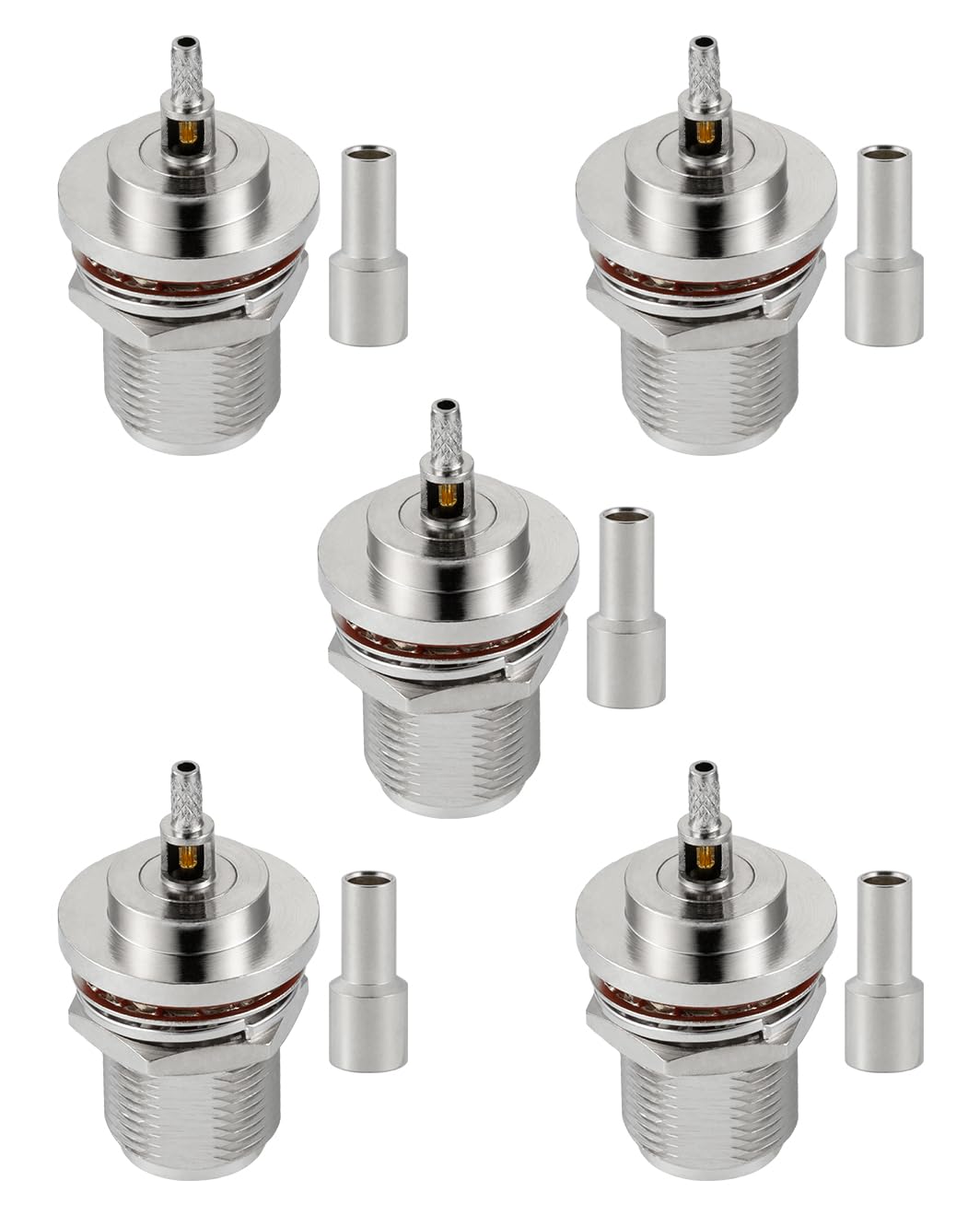Vecys N Steckverbinder Set – 5 Stück, Weiblich, Crimp, 50 Ohm, Für RG58, RG400, RG142 Koaxialkabel