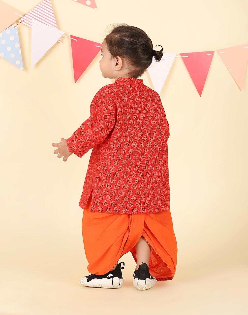 Fabindia Red Cotton Hand Block Printed 2pc Dhoti Set 2
