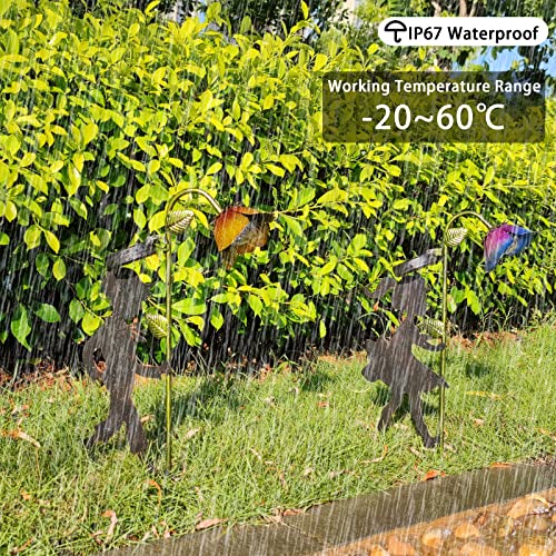 John's Studio Garden Stake Solar Light - Outdoor Landscape Pathlight Decoration Metal Silhouettes Ornaments Light With Boy Girl For Garden Patio And Yard - 2 Pcs #TOP6