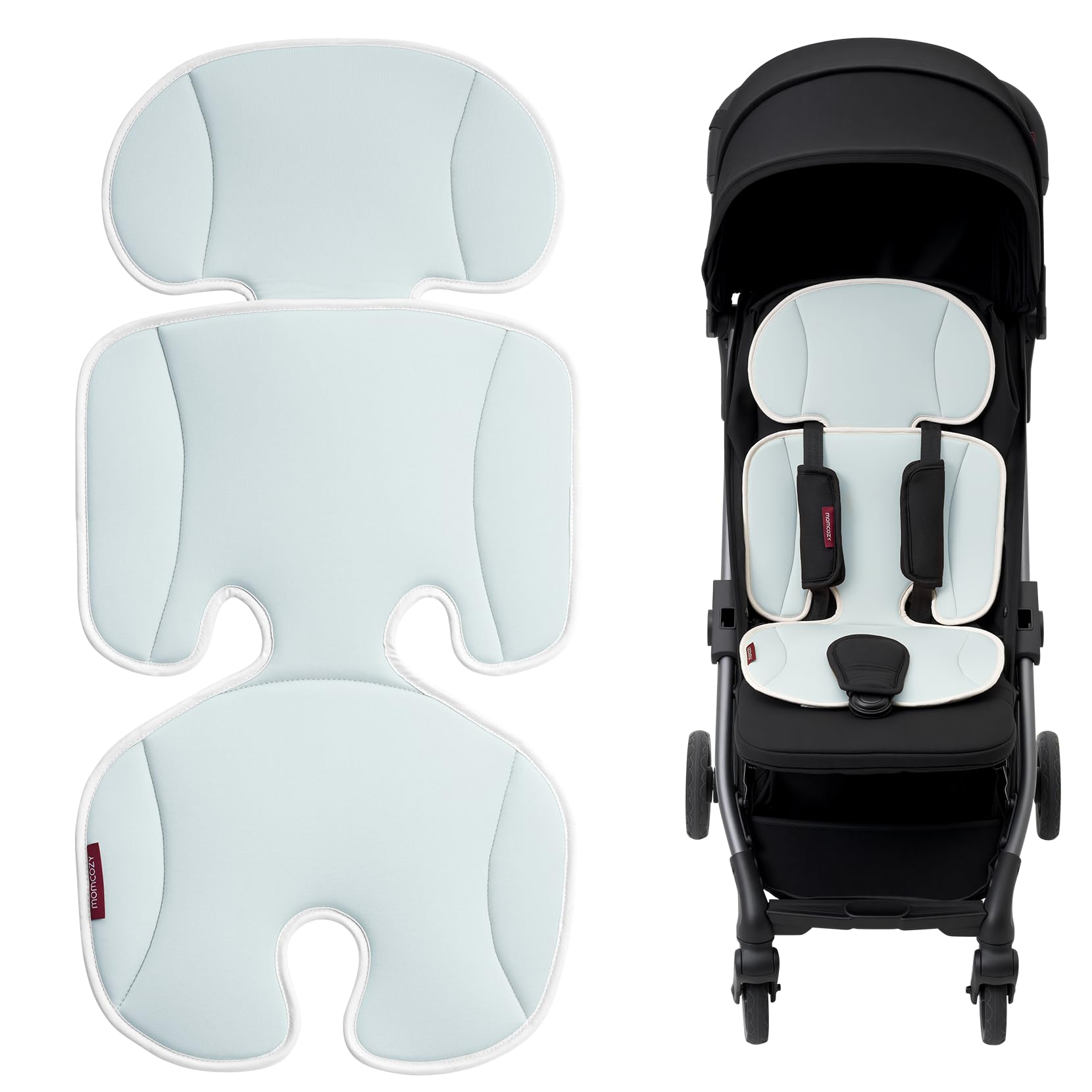 Momcozy Stroller Cooling Pad | Universal Soft Cooler Pad, Breathable & Adjustable Seat Liner | Detachable 2-Piece Cooling Cushion | Fits Strollers, Crib, High Chair, Bassinet, Swing