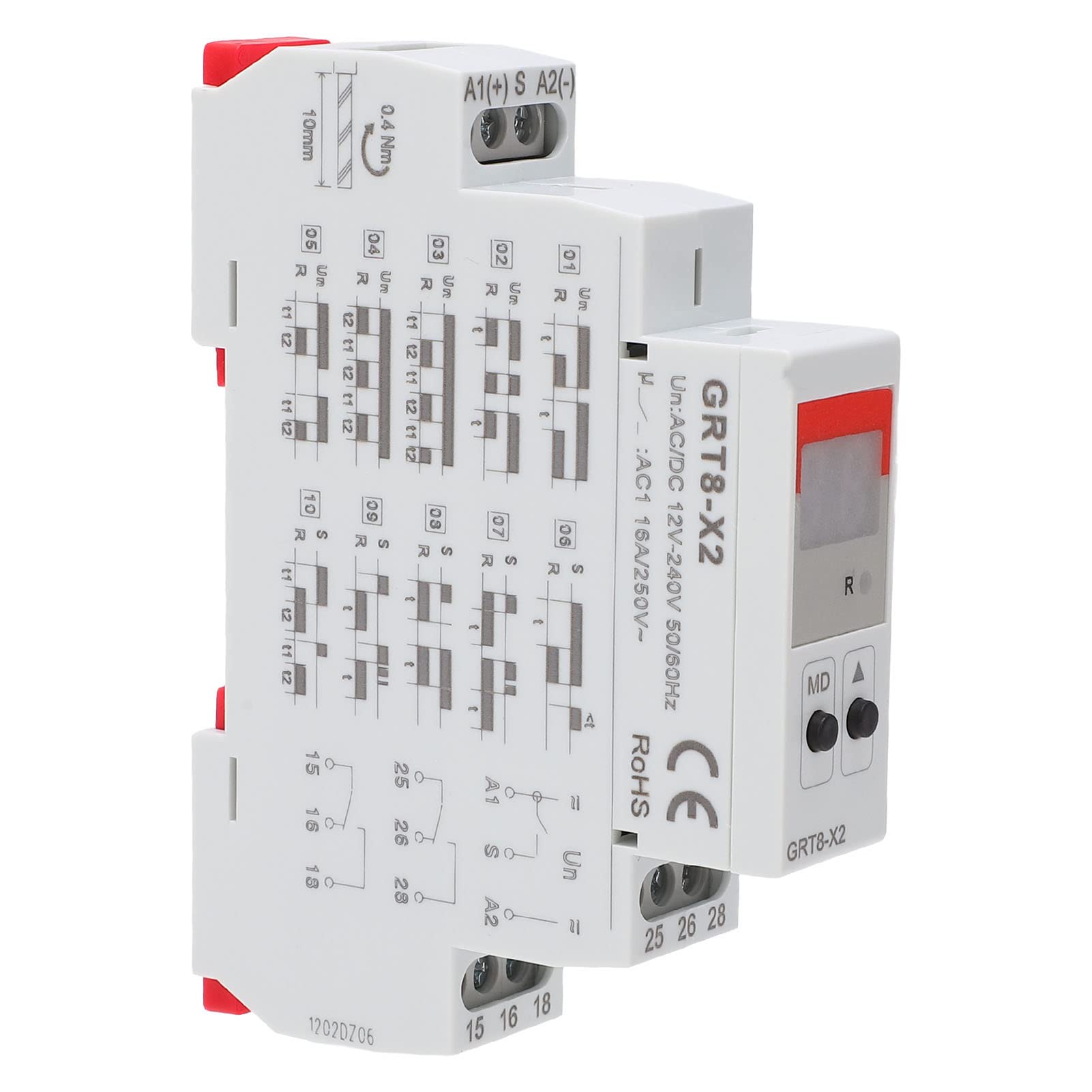 Temporizador de retardo de relé de Tiempo con Pantalla Digital y Rango de temporización Ajustable - CA 12 V - 240 V - Carcasa de ABS Retardante de Llama para Interruptor de