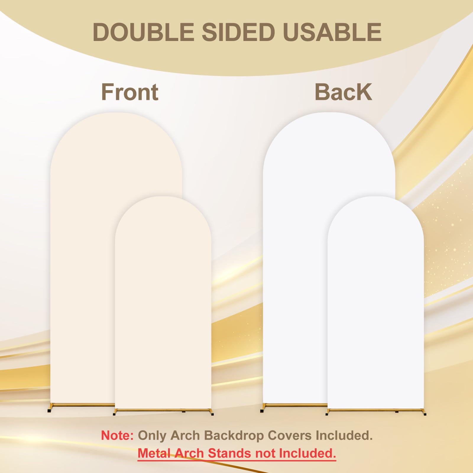 OVRRCSME Arch Backdrop Cover Set of 2(6ft/7.2ft) Double Color(White+Cream)