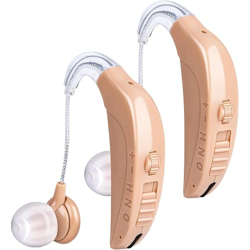 Hearing Aids for Seniors Rechargeable with Noise Cancelling, Hearing Amplifier for Severe Hearing Loss, Behind-The-Ear OTC Hearing Aid, 40H of Continuous Use,Volume Control-1 Pair