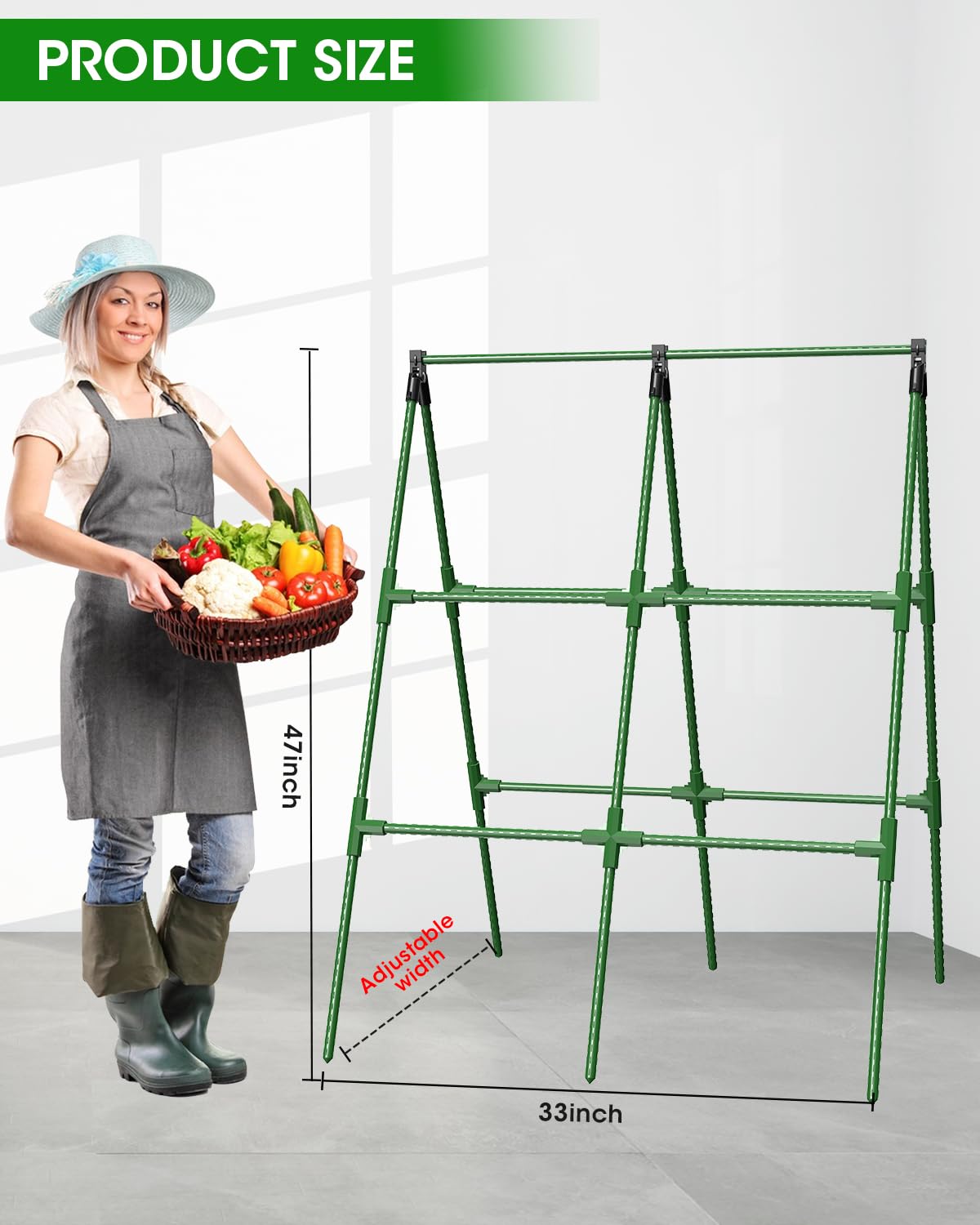MYMULIKE Paquete de 4 enrejados de pepino, enrejado de jardín para plantas trepadoras al aire libre, enrejado de pepino con marco en A para cama elevada, soporte de cultivo de plantas para tomate