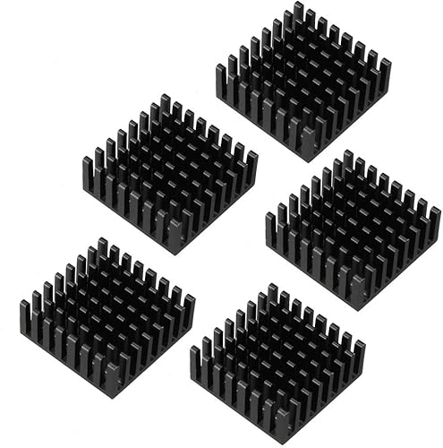 uxcell Disipador de calor de aluminio placa de circuito enfriador aleta de enfriamiento negro 0.984 inx0.984 inx0.394 in 5 unids para dispositivo de