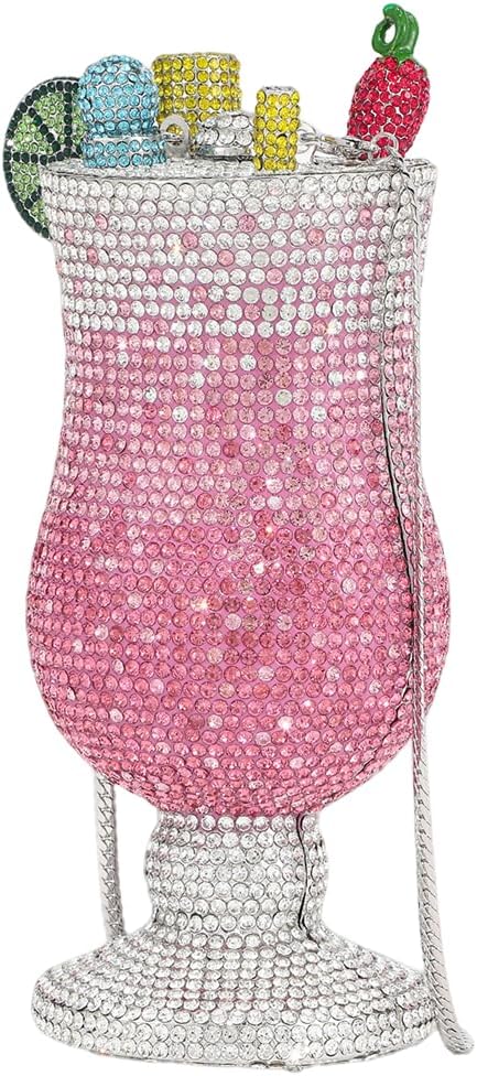 Women Luxury Martini Crystal Evening Bag Diamond Cup Clutch Goblet Rhinestone Bridal Handbag Wedding Party Purse