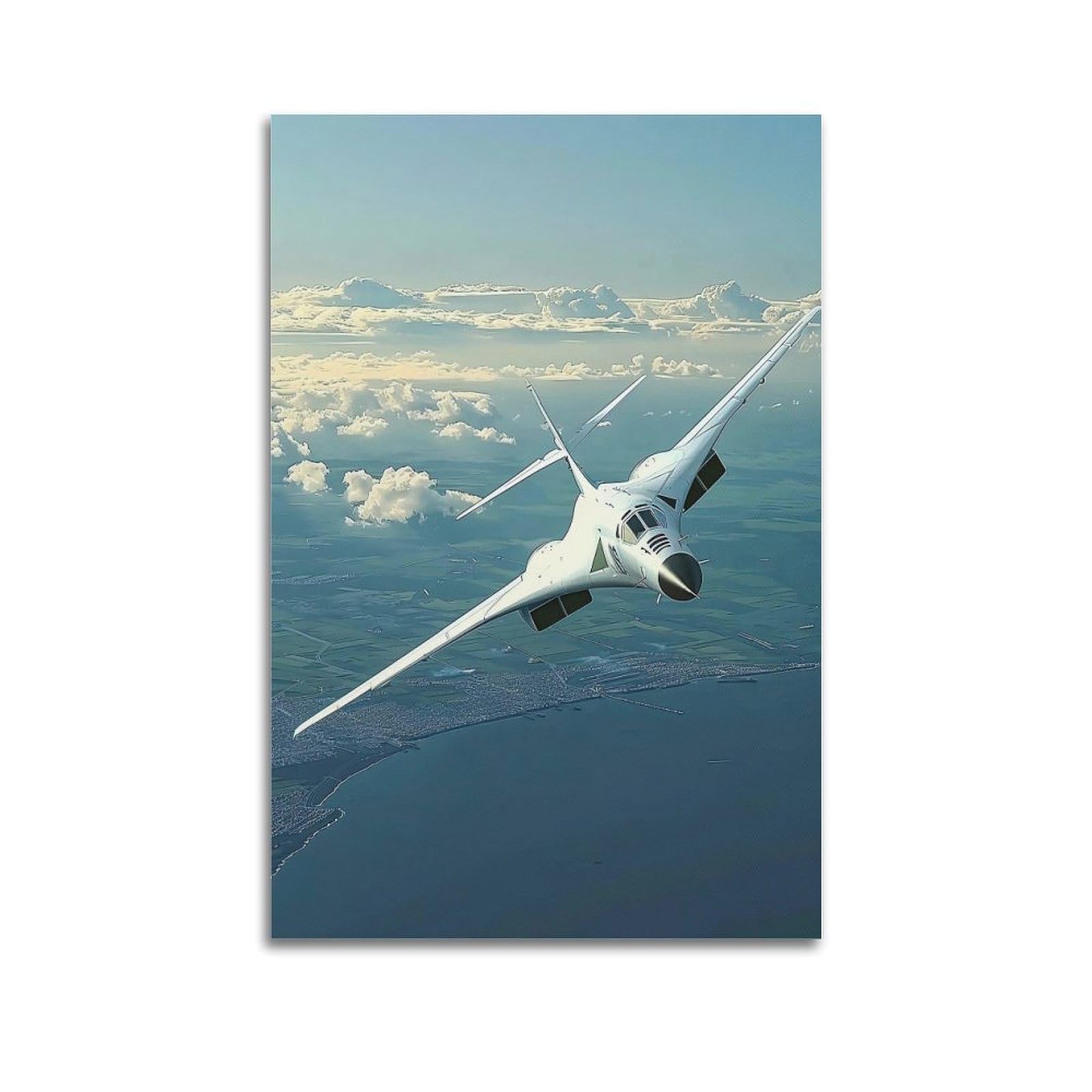 Yrnq Unframe-Style Vintage Fighter Jet Poster Tu-160 Supersonic Heavy Strategic Bomber Decorative Painting Canvas Wall Artworks Picture 16X24inch(40X60cm)