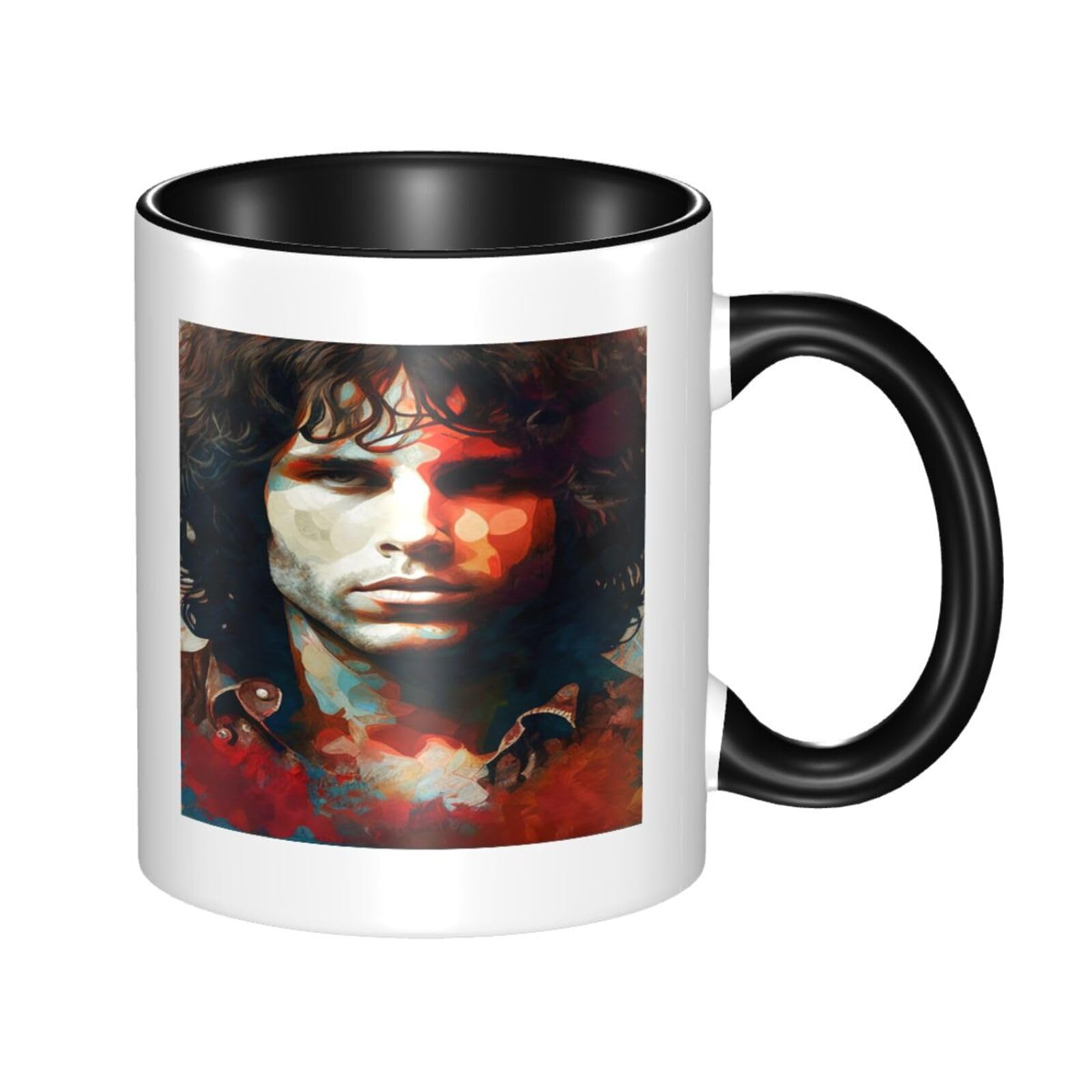 Rock Jim Music Morrison Singer Ceramic Mug Cup Tea Cup With Handle For Deco Office Home Gift Tea Beverages 11oz Black