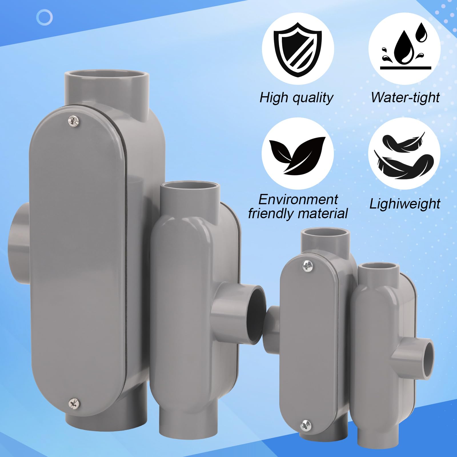PVC Conduit Fittings - 4 Pack T Type Bodies -5
