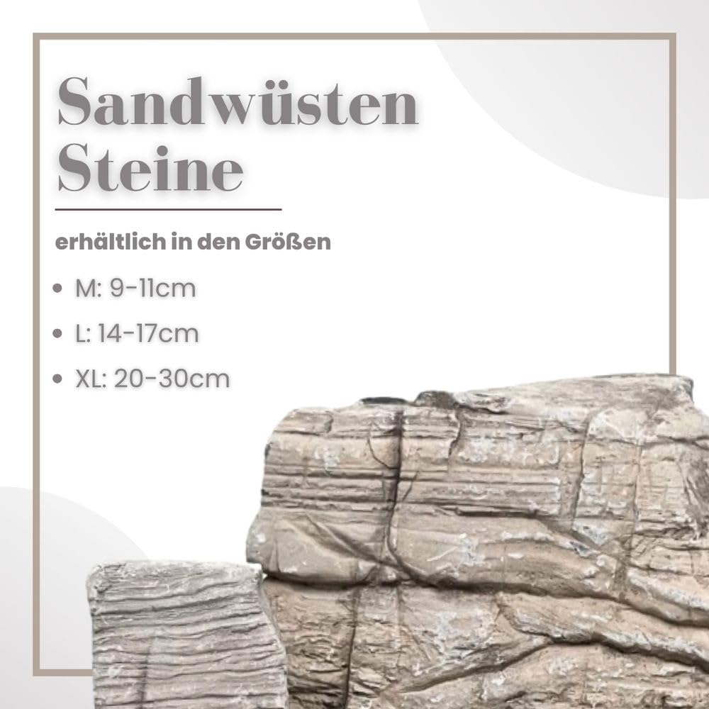 AquaOne Aquariumsteine Sandwüsten Gestein I Natursteine 25 kg Mix Größe M-XL I Steine für Aquascaping I Authentische Dekoration für Sandwüsten-Aquarien