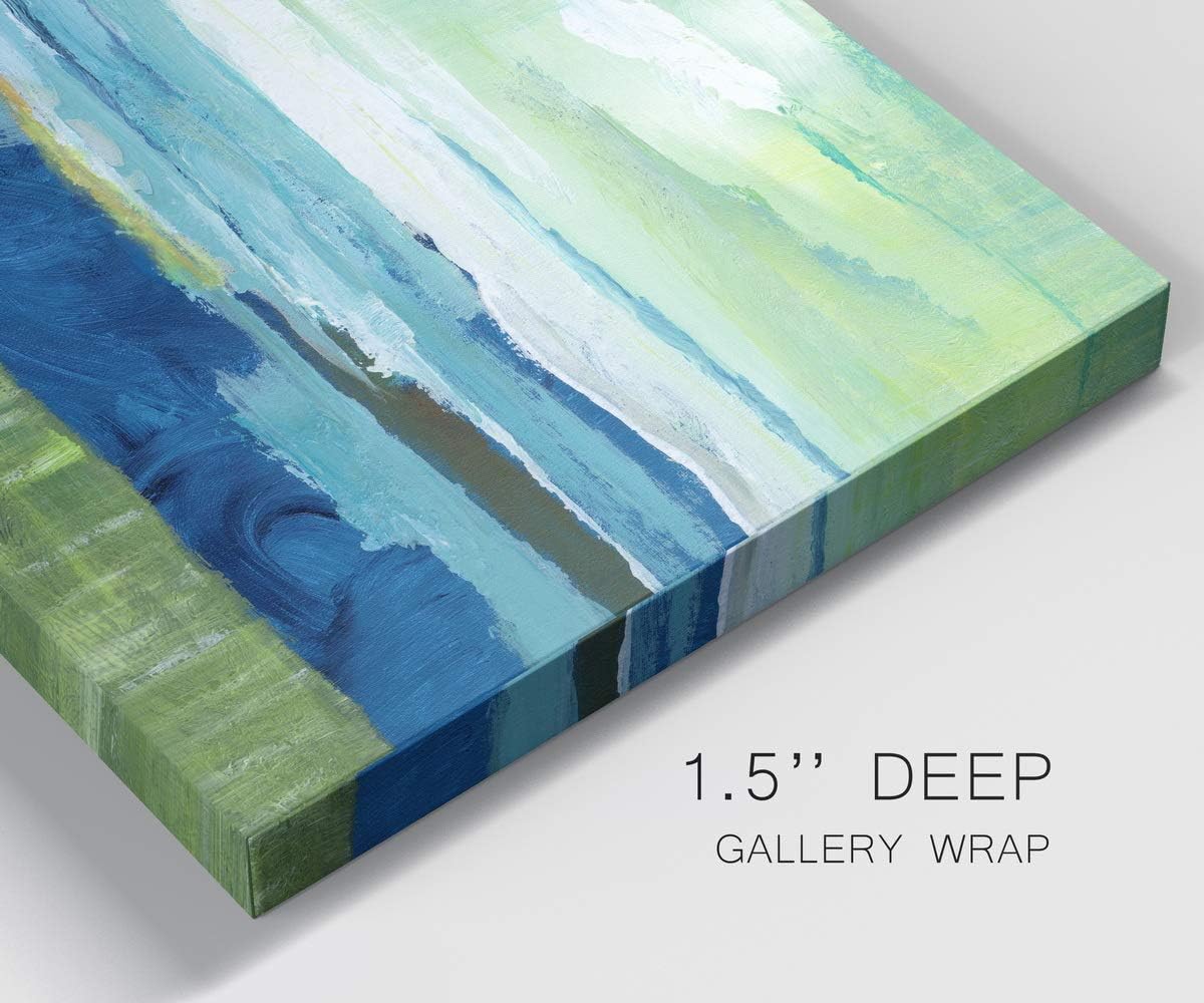 Renditions Gallery Canvas Nature Wall Art Paintings & Prints Blue Green Rough Waters Modern Abstract Wall Hanging Artwork Decorations for Bedroom Dining Room Office Kitchen - 18"x27" LT10