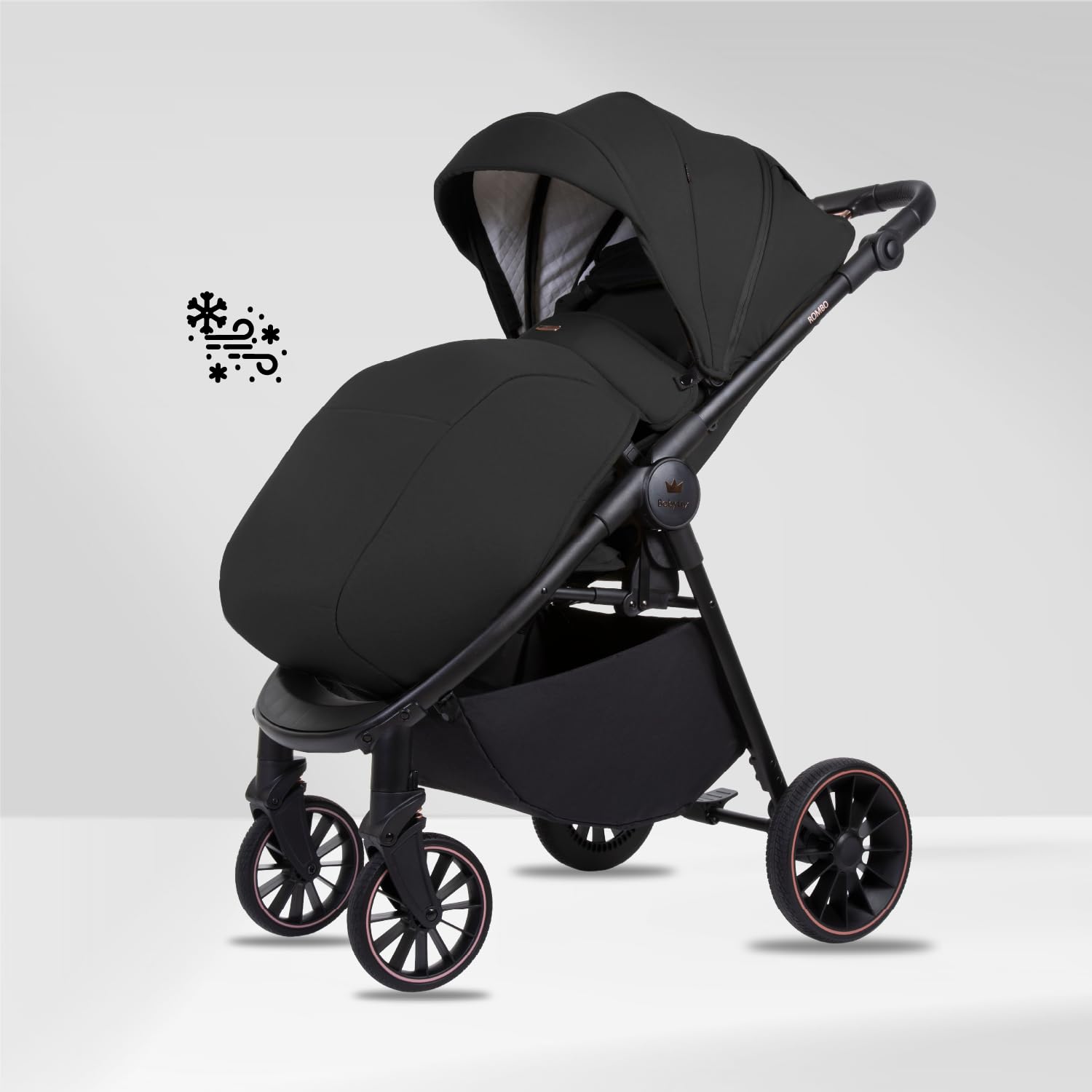 Babylux Passeggino Leggero da Viaggio ROMBO con Funzione Reclinabile, Onyx | Passeggino Pieghevole, Manubrio Telescopico, Ripiegabile In Modo Compatto, Borsa Per Pannolini E Viaggio E Altri Accessori