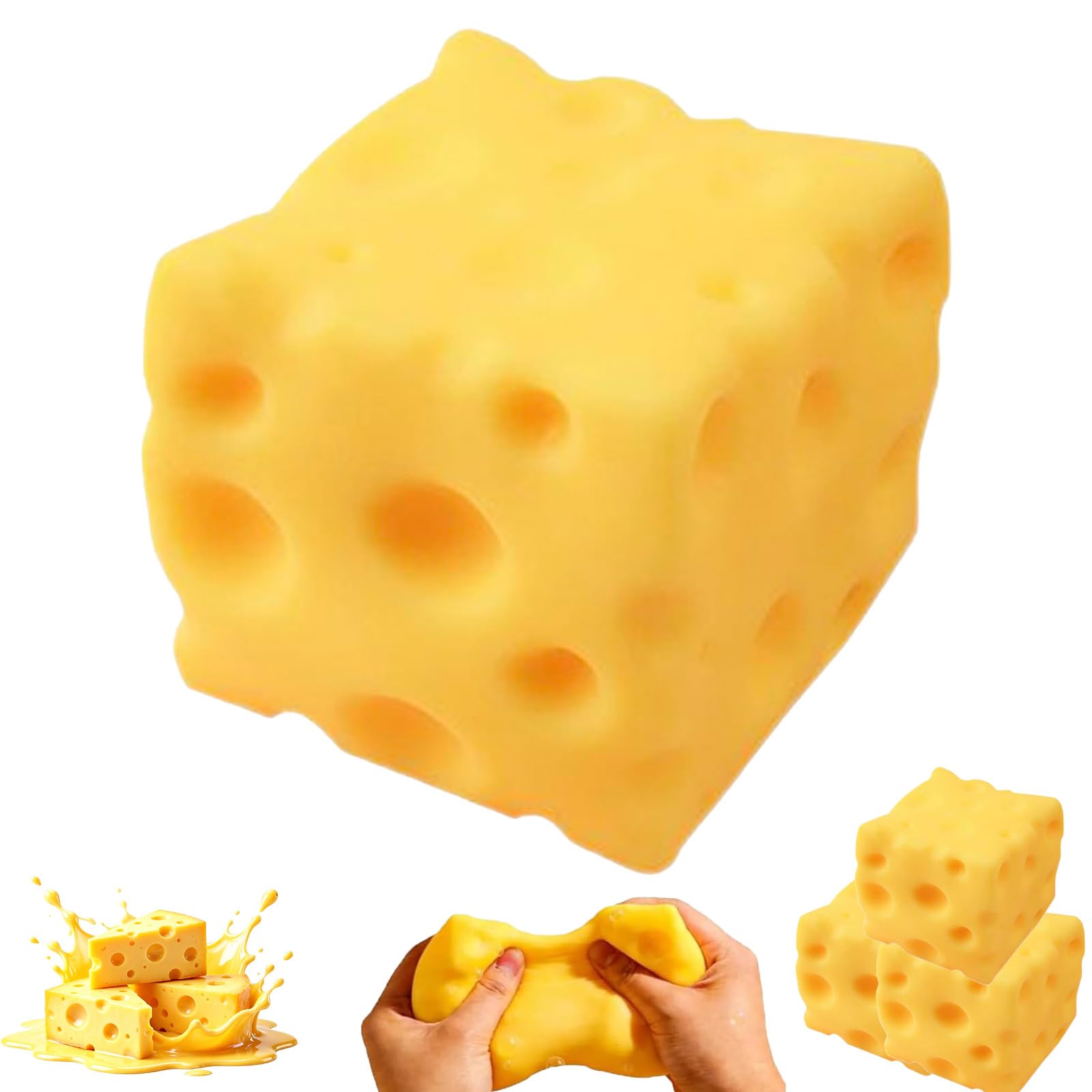 Cheese Squishy,Cheese Squishy Cube,Rebound Shapeable Squeeze Ball,Sensory Fidget Toys for Adults Stress Relief (5cm)