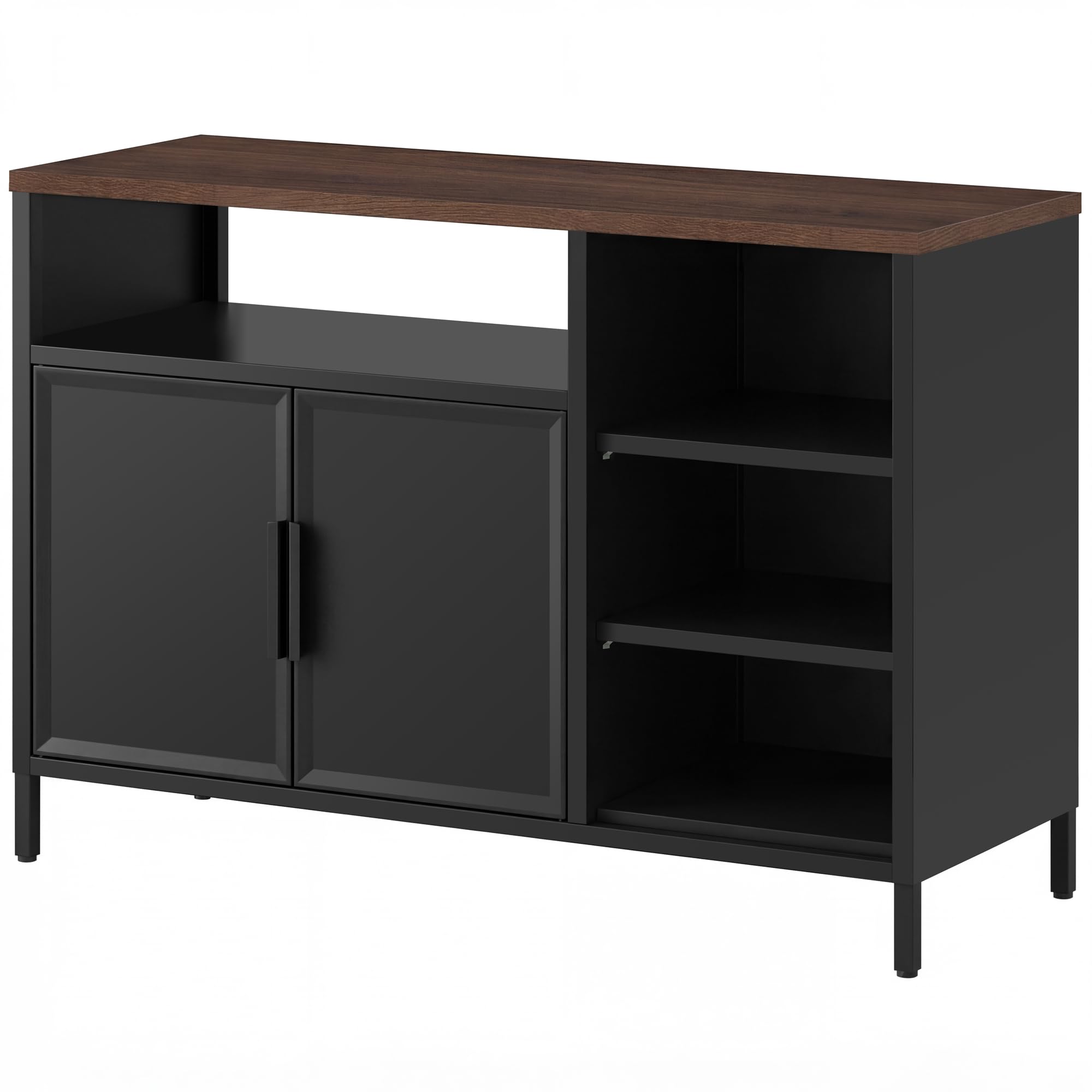 YITAHOME Küchenschrank Vorratsschrank, Metallschrank mit Türen, 108 cm | Sideboard Aufbewahrungsschrank, Kitchen Cabinet, Küchenmöbel, Küchenschränke einzeln, 6 Regale, Stahl-Holz