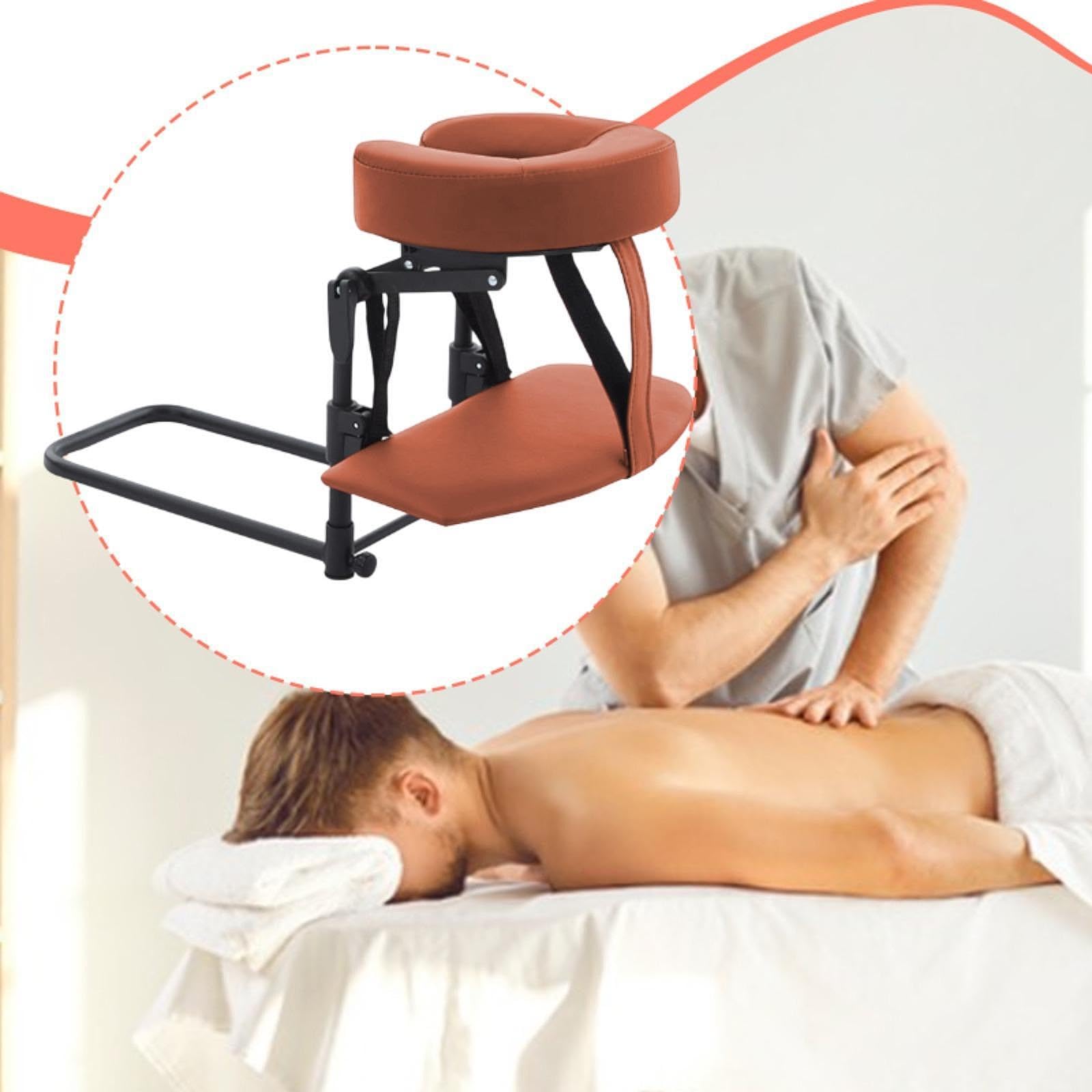 Oreiller de Massage Facial pour Lit, Appuie-Tête Ergonomique et Réglable avec Support pour Mains, en Mousse PU et Alliage, Kit de Soin pour SPA à Domicile/Institut de Beauté, Rouge Marron