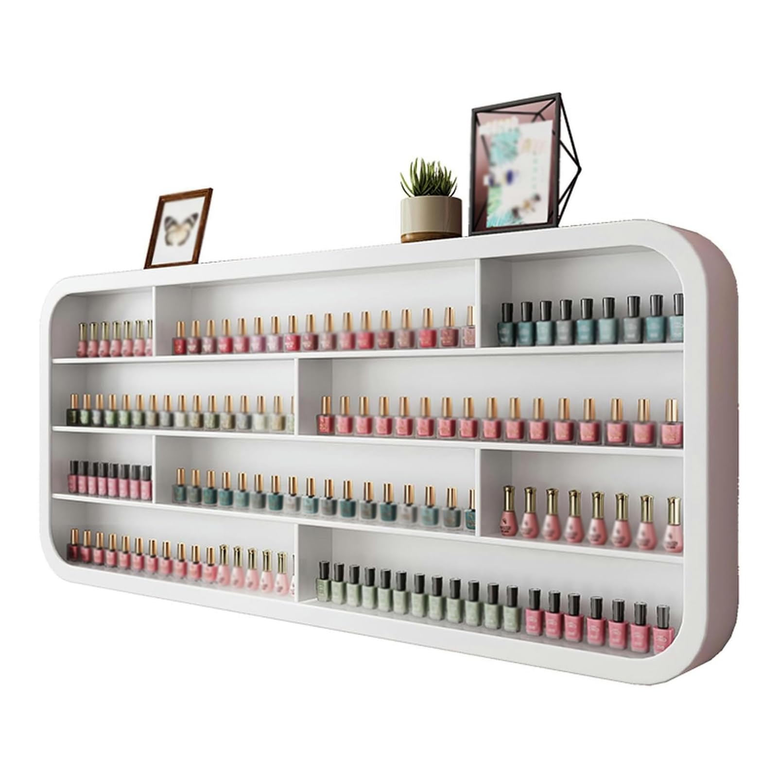 Porta Smalti Bianco Beauty, Mensola Moderna da Parete per Esposizione Smalti, Organizer Elegante per Profumi per Salone di Bellezza e Casa,1.0m/39.4in
