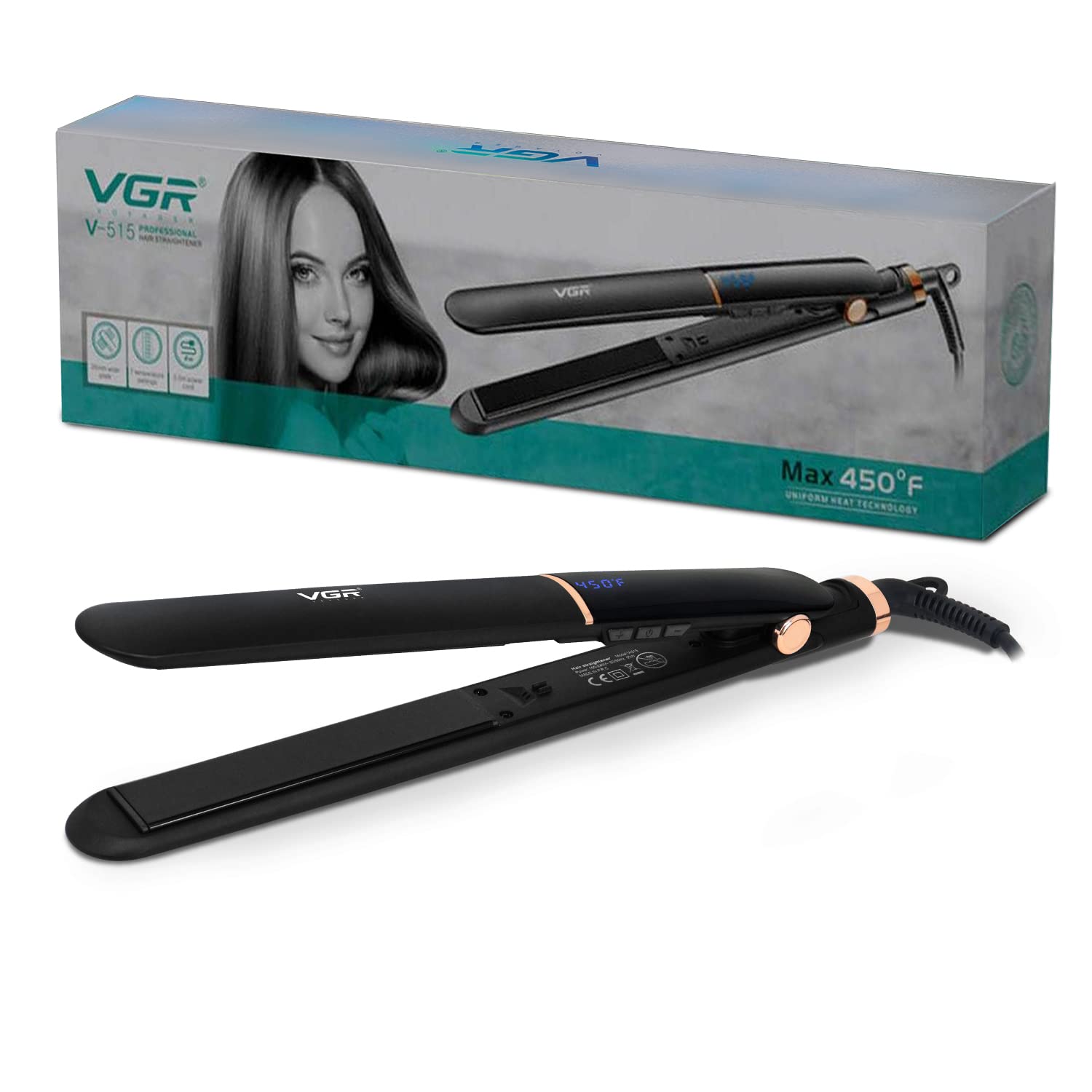 VGR V-515 Professional Hair Straightener with 7 Temperature settings & Uniform Heat Technology (Black)-picture-52